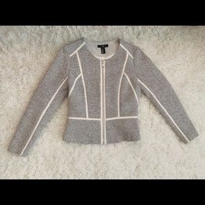 Grey H&M blazer with white piping detail